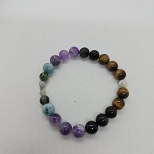 semiprecious stone beaded stretch bracelet